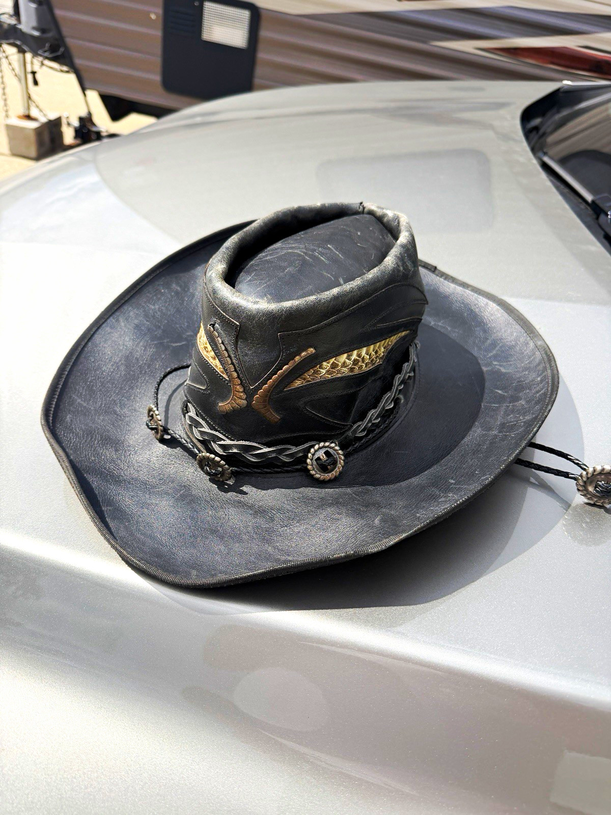 Vintage Excalibur Fine Leather Custom Cowboy Hat – Black Leather Western Hat