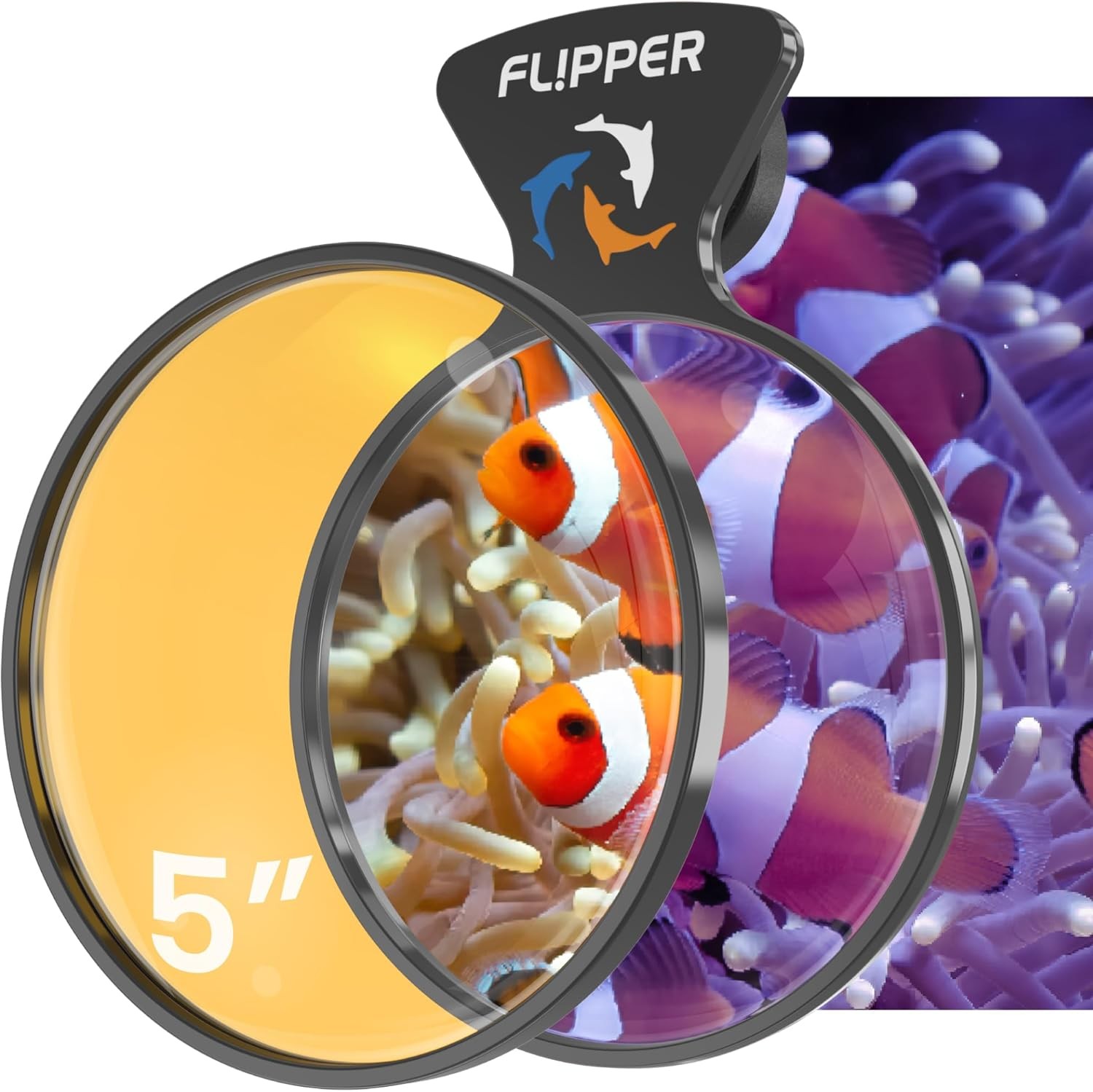 Flipper DeepSee Viewer Orange Magnifying Glass Lens Attachment MAX 5, Black