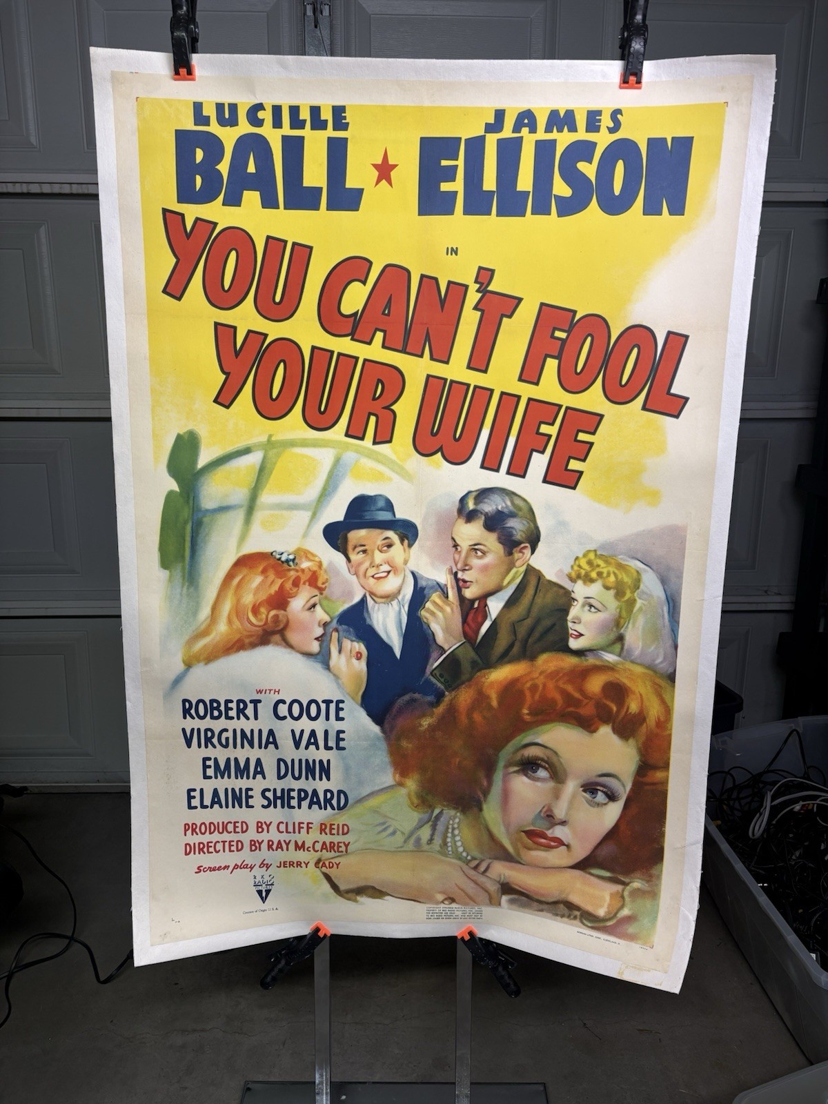 VTG 1940 You Cant Fool Your Wife Movie Poster 1 Sheet Lucille Ball Linen Backed