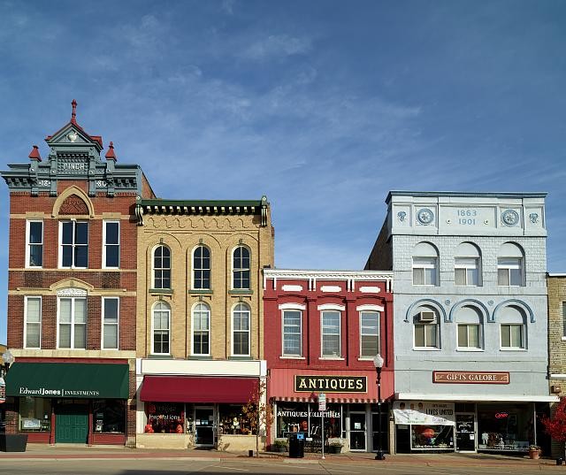 Photo:Downtown Block 1890 Finch Building Antiques Shops 1900s Main Street