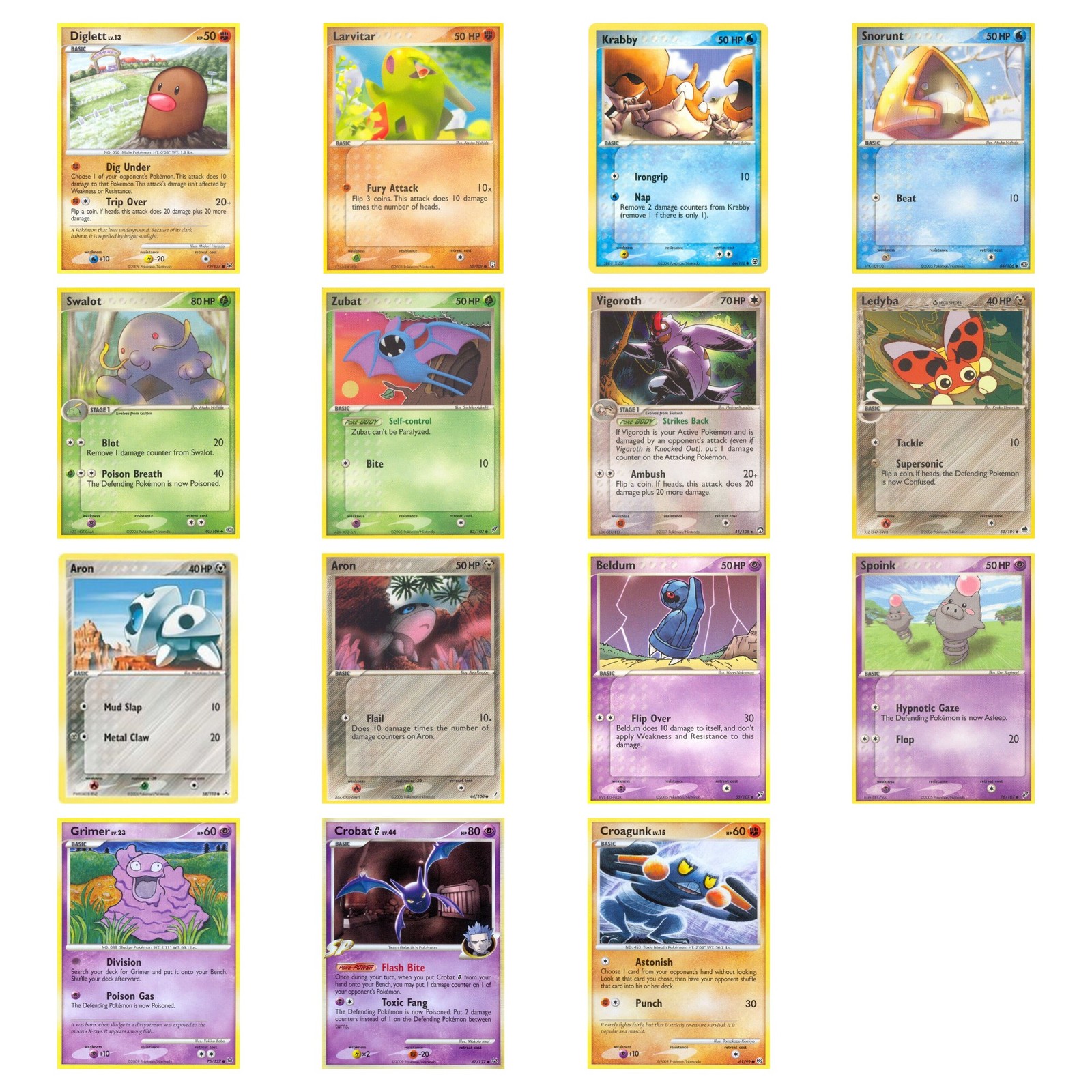 15 Card Pokemon Diamond and Pearl Group - Larvitar, Aron, Crobat G etc NEAR MINT 15 Card Pokemon Diamond and Pearl Group - Larvitar, Aron, Crobat G etc NEAR MINT
