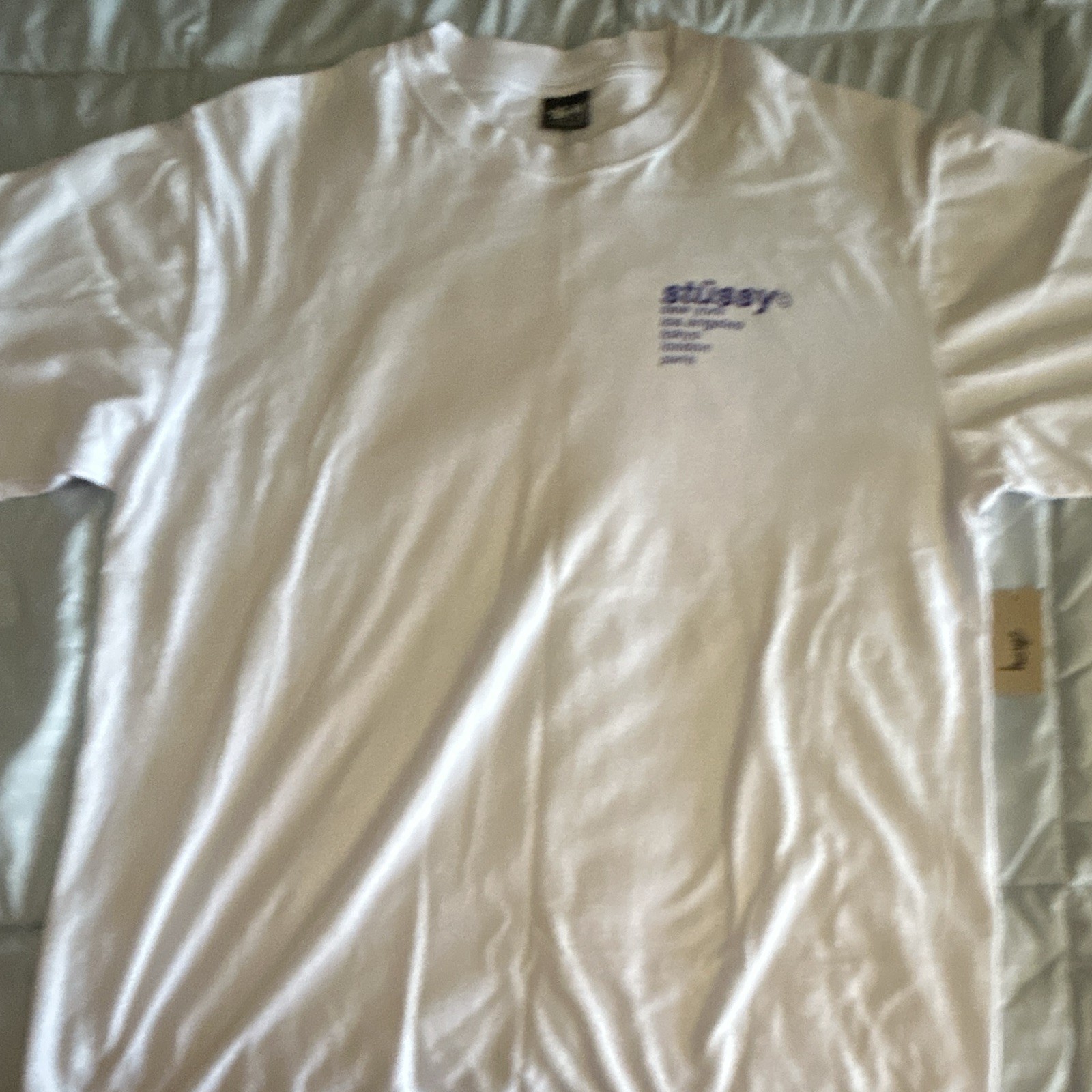 Stussy Men\'s XL White Crew Neck Short Sleeve Solid Logo T-Shirt New w/ Tags