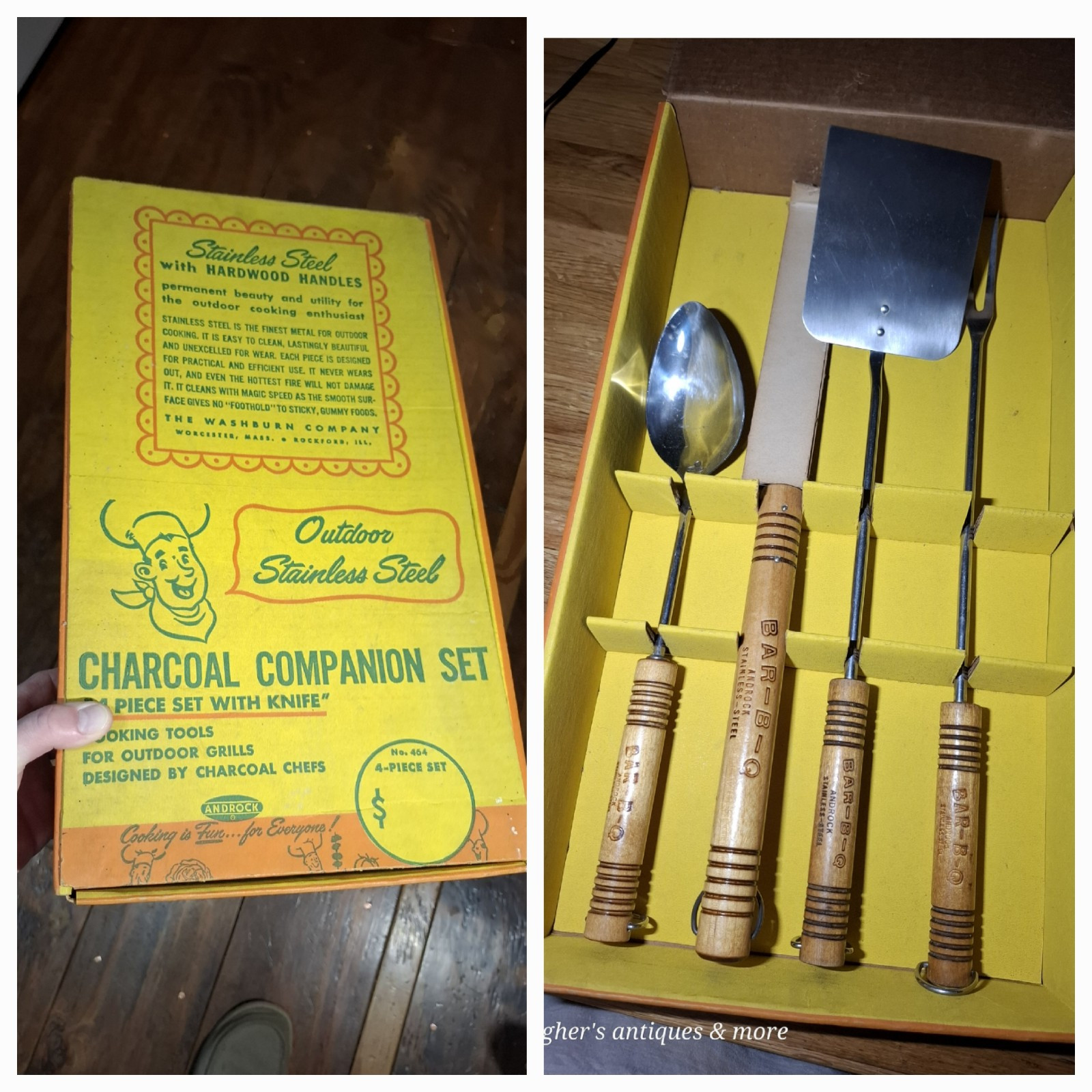 Vintage rare ANDROCK 4 Piece NOS Stainless Steel Grill BBQ THE WASHBURN COMPANY Vintage rare ANDROCK 4 Piece NOS Stainless Steel Grill BBQ THE WASHBURN COMPANY
