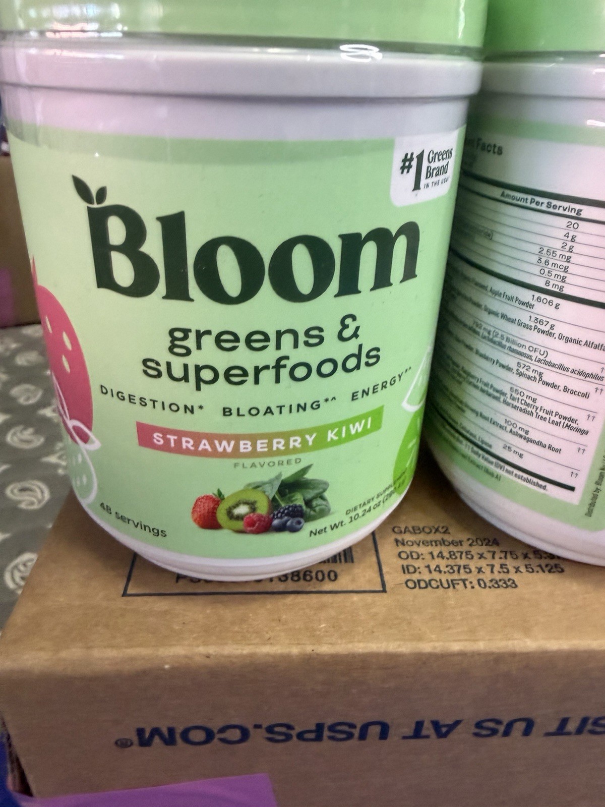 2x Bloom Greens & Superfoods Powder Strawberry Kiwi Probiotic 10.24 oz Exp 11/26