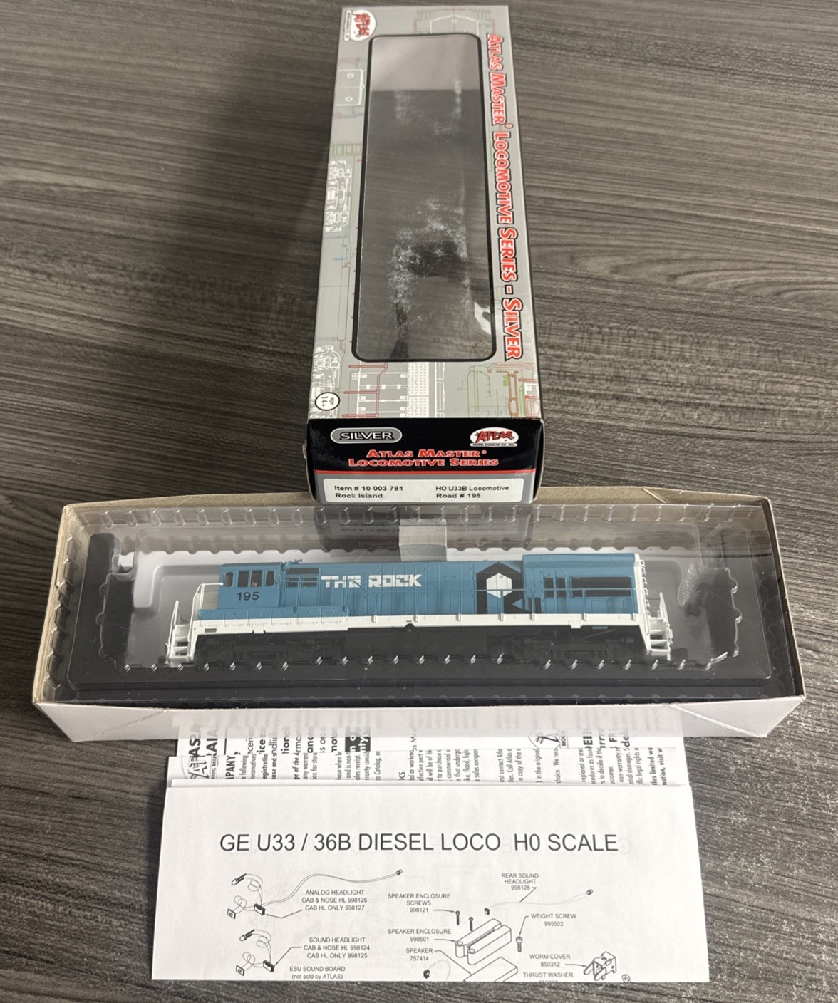 Atlas Master Silver HO #10003781 U33B Rock Island #195 - DCC Ready & NIB
