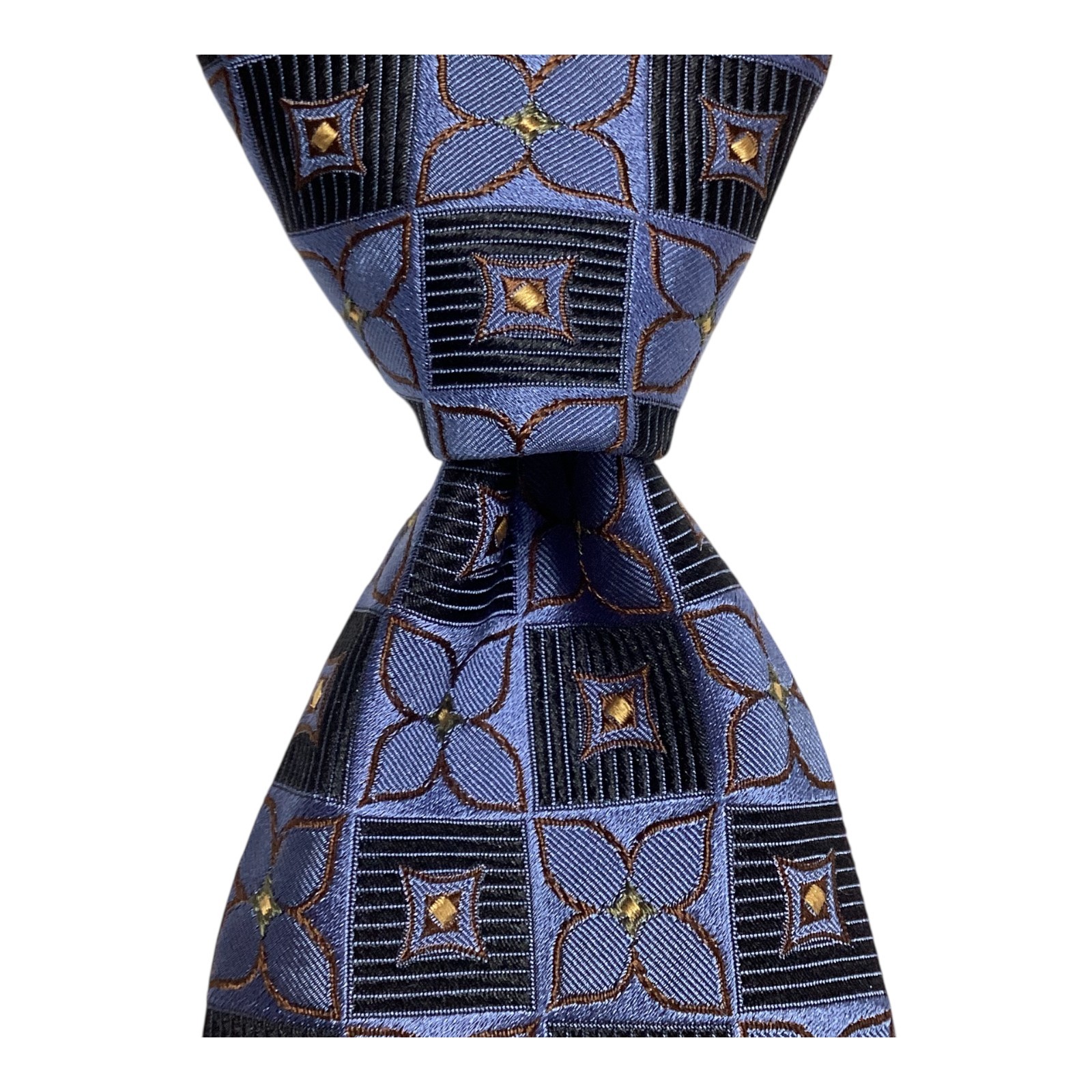 ROBERT TALBOTT Best of Class Mens Silk Necktie Designer Geometric Blue/Brown EUC
