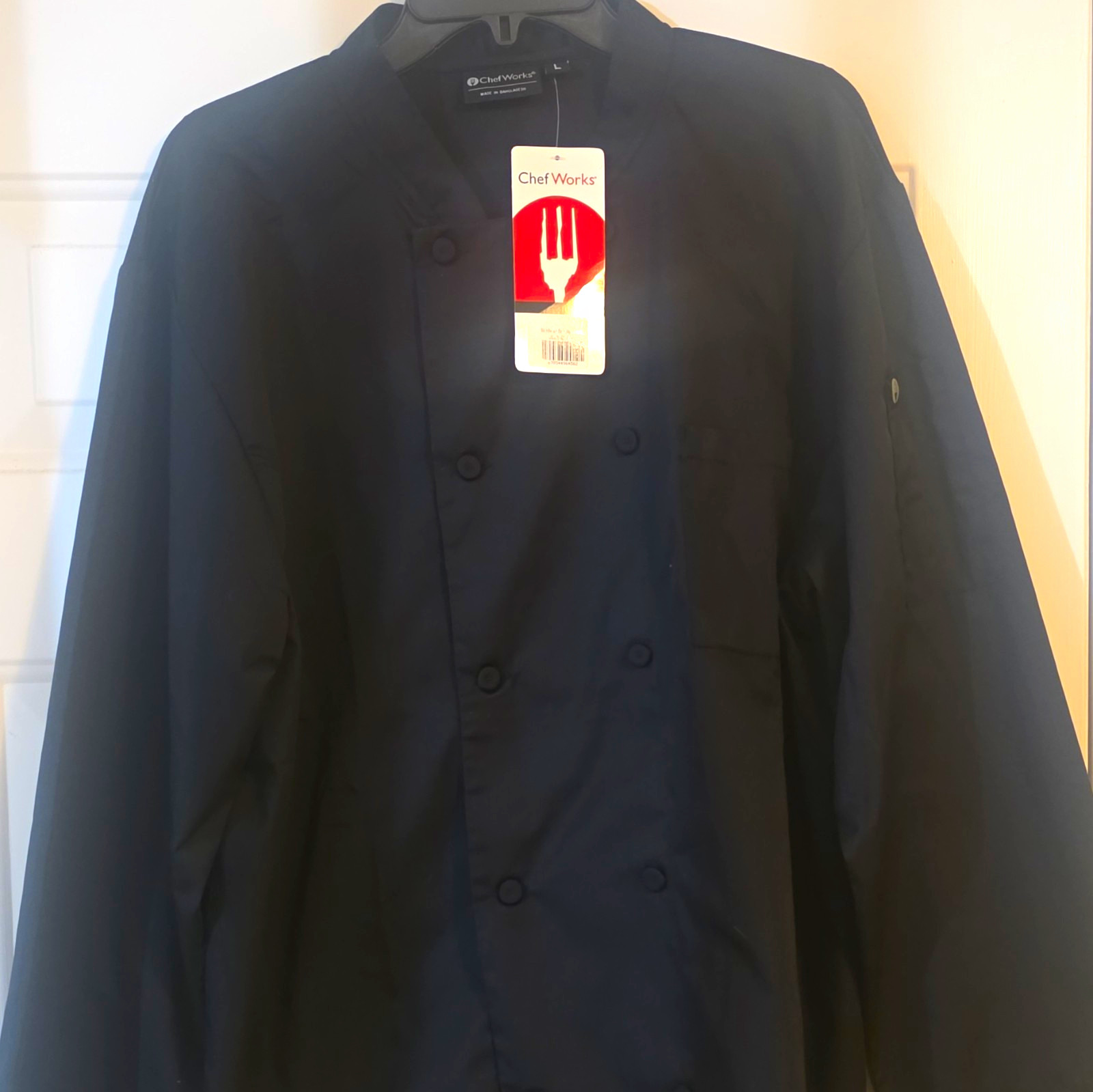 Brand New, Never Worn, Chef Works Black Double Chef Jacket.Size L. Cost $45