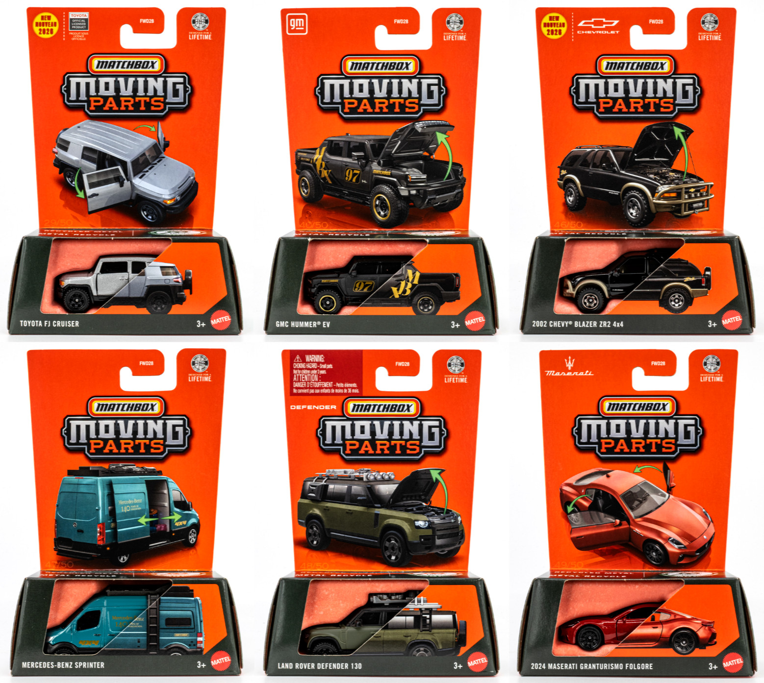 2026 Matchbox Moving Parts Mix 8 | 6-Car Set | Chevy | Mercedes | Toyota | FSC
