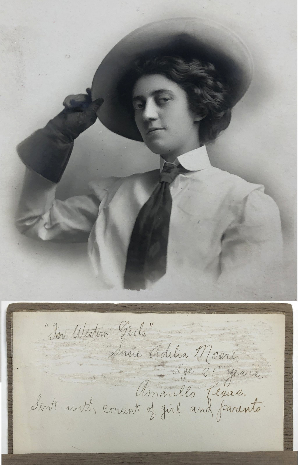 Antique 1900s Photo Amarillo Texas Western Girls Susie Adelia Moore Gibson Girl