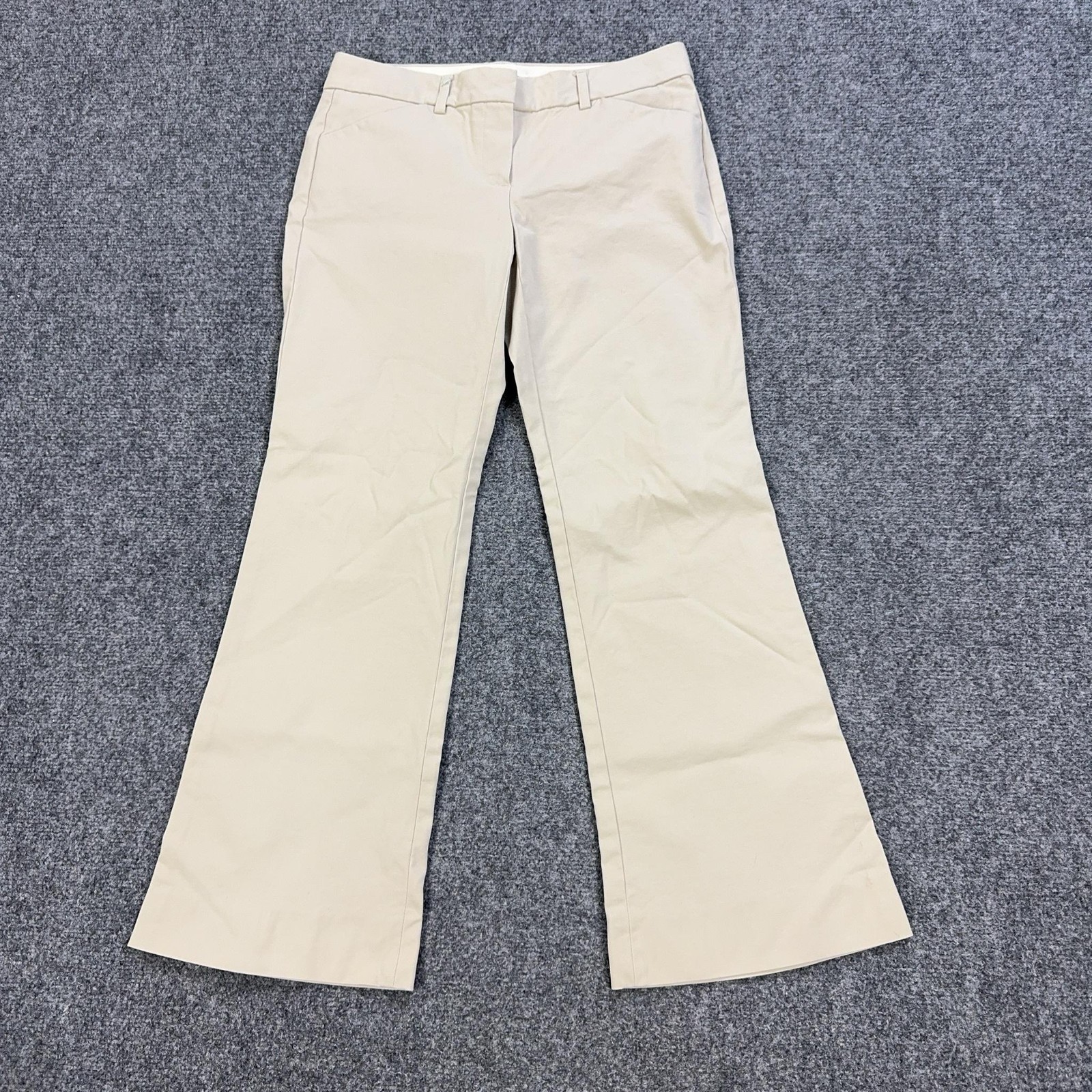 Theory Pants Womens 4 Beige Twill Flare Leg Stretch Flat Front Dress Trousers