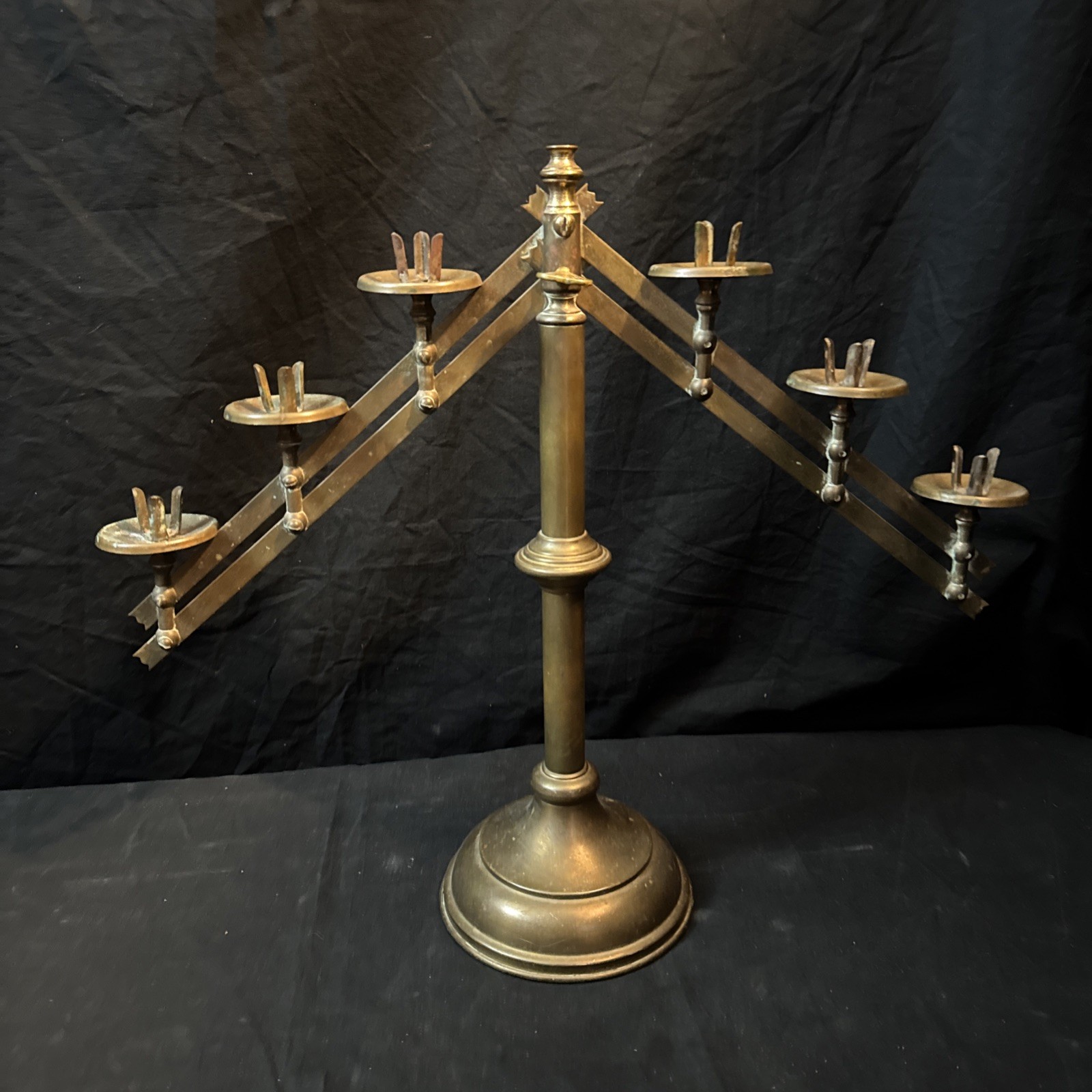 Antique Adjustable Catholic Brass Altar Candlestick Candle Holder 19th Century