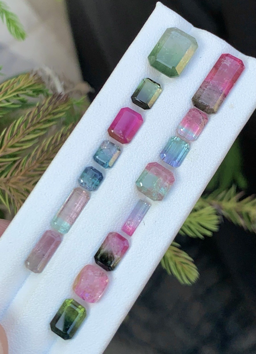 24  CRT   Bicolor  Tourmaline Lot Natural Earth Mined Unheated Faceted