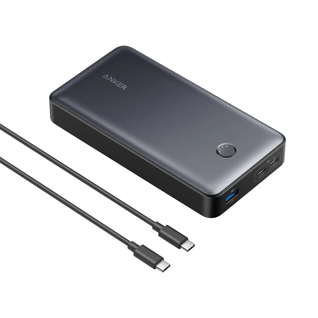 Anker 537 Powercore 24K mAh 65W Power Bank W/ 3 Ports (1 USB-A & 2 USB-C)- Black