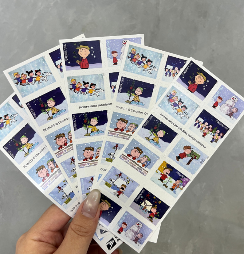 2015 USPS Charlie Brown Christmas First Class Letter Stamps, 5 Sheets of 20 2015 USPS Charlie Brown Christmas First Class Letter Stamps, 5 Sheets of 20
