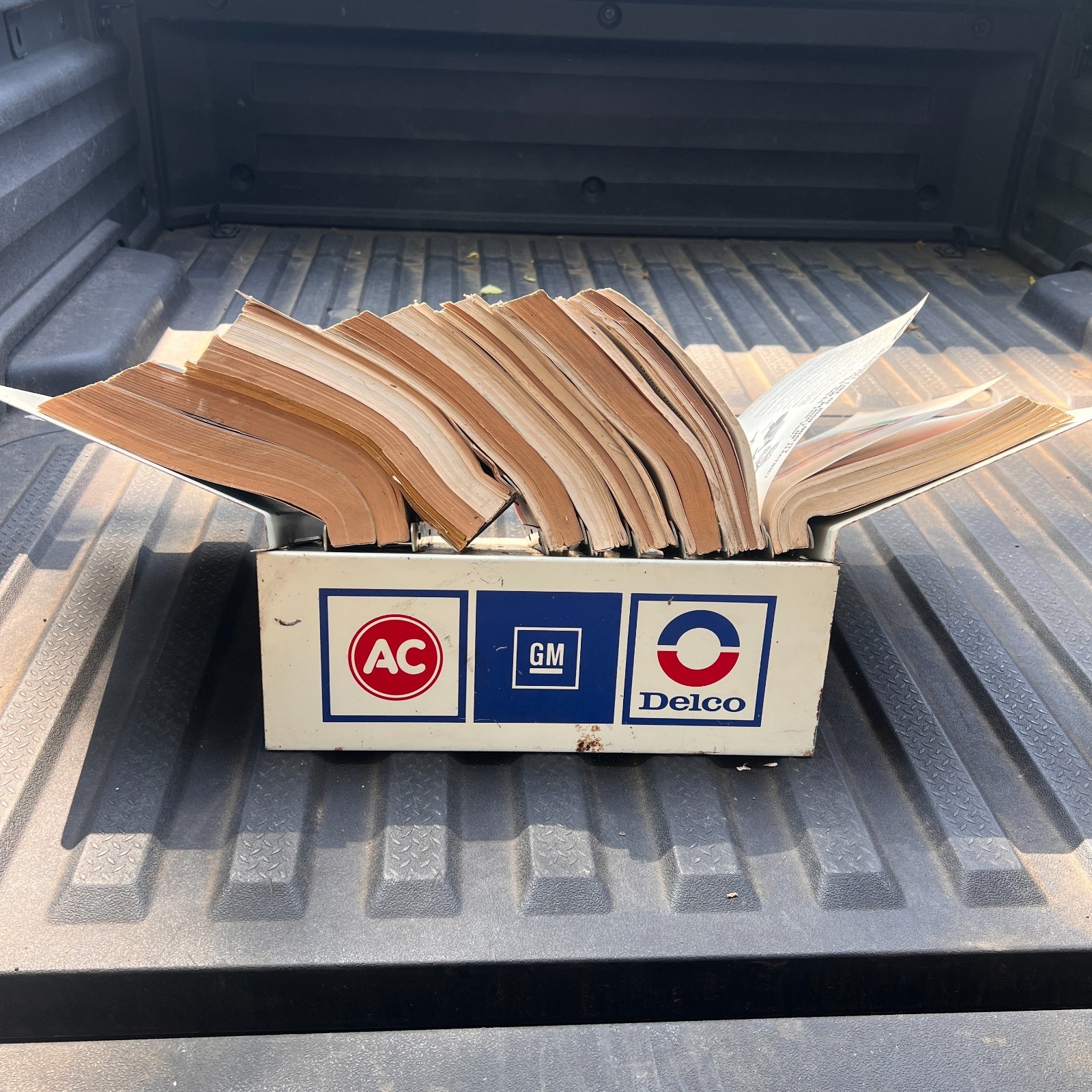 GM AC Delco Remy Vintage Dealer Parts Service Catalog Display Stand w MANUALS GM AC Delco Remy Vintage Dealer Parts Service Catalog Display Stand w MANUALS