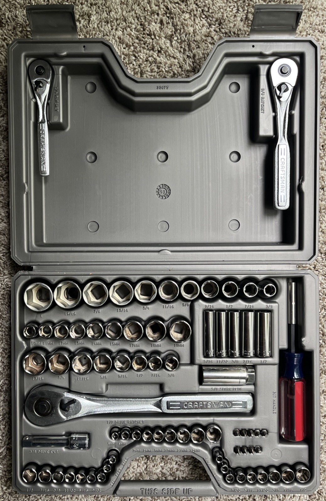 Vintage 1990's Craftsman 75-pc Metric & SAE Socket Set 1/4
