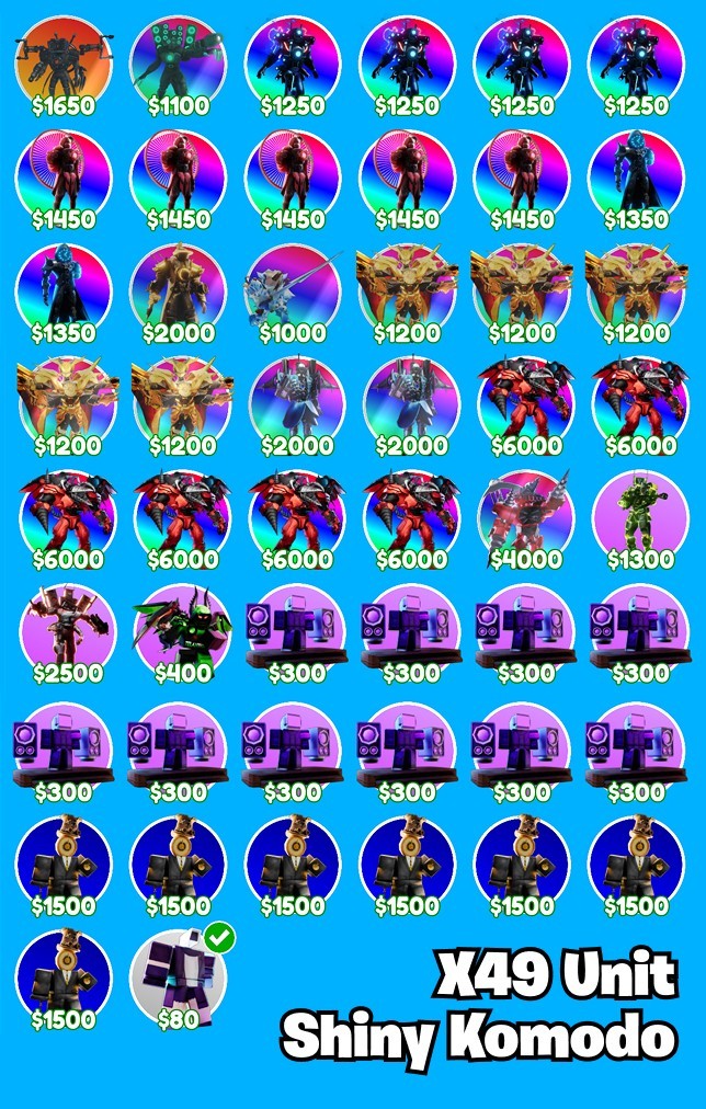 🚽 TTD New 2B + Value Units Pack 🔥 Shiny Komodo - Toilet Tower Defense - Cheap⚡