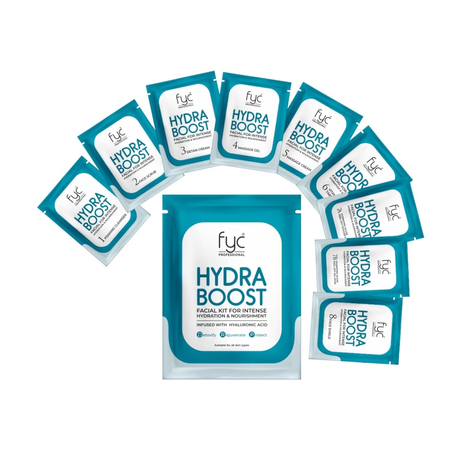 FYC PROFESSIONAL HydraBoost Facial Kit 8 Step Treatment with Hyaluronic Acid 185