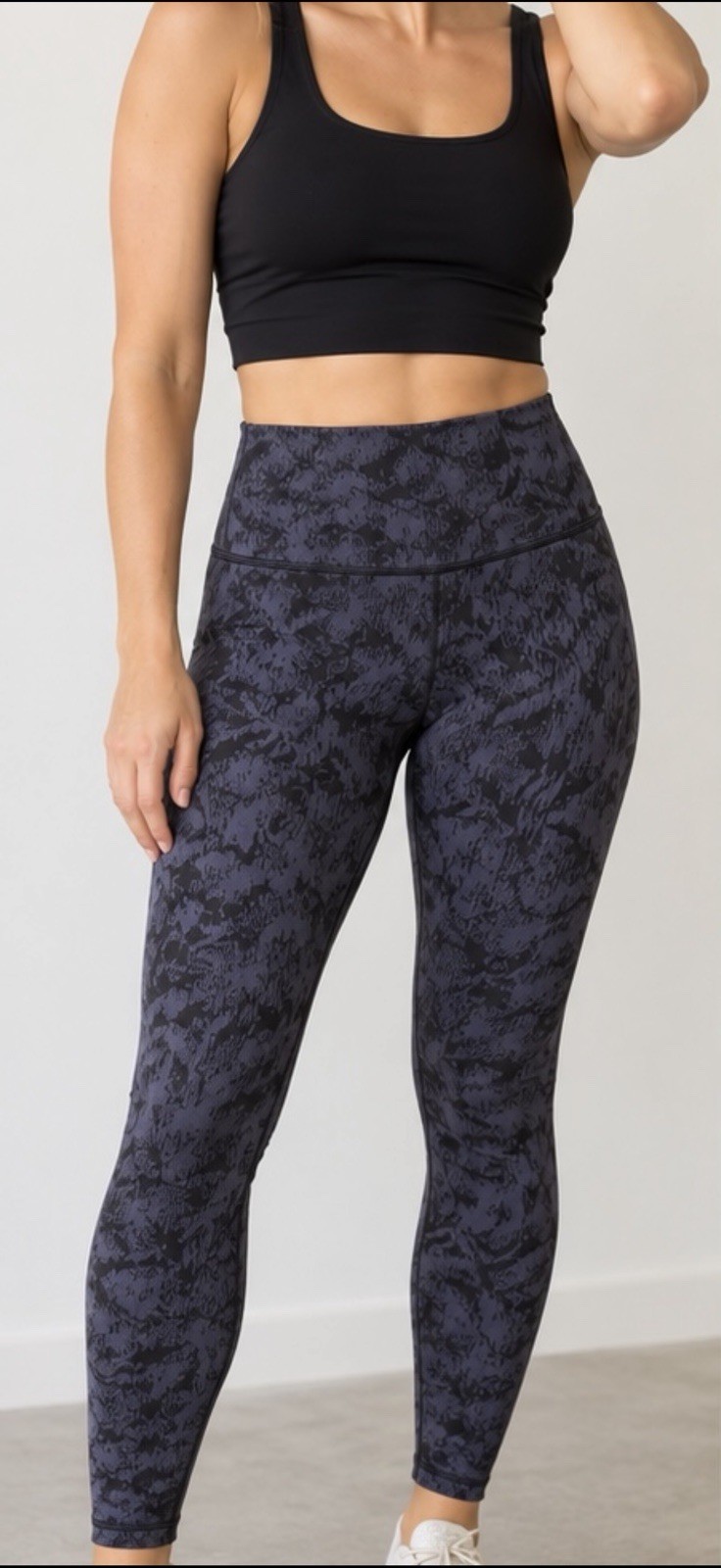 Athleta Elation Textured Tight Womens Black Gray High Rise Ankle Yoga S