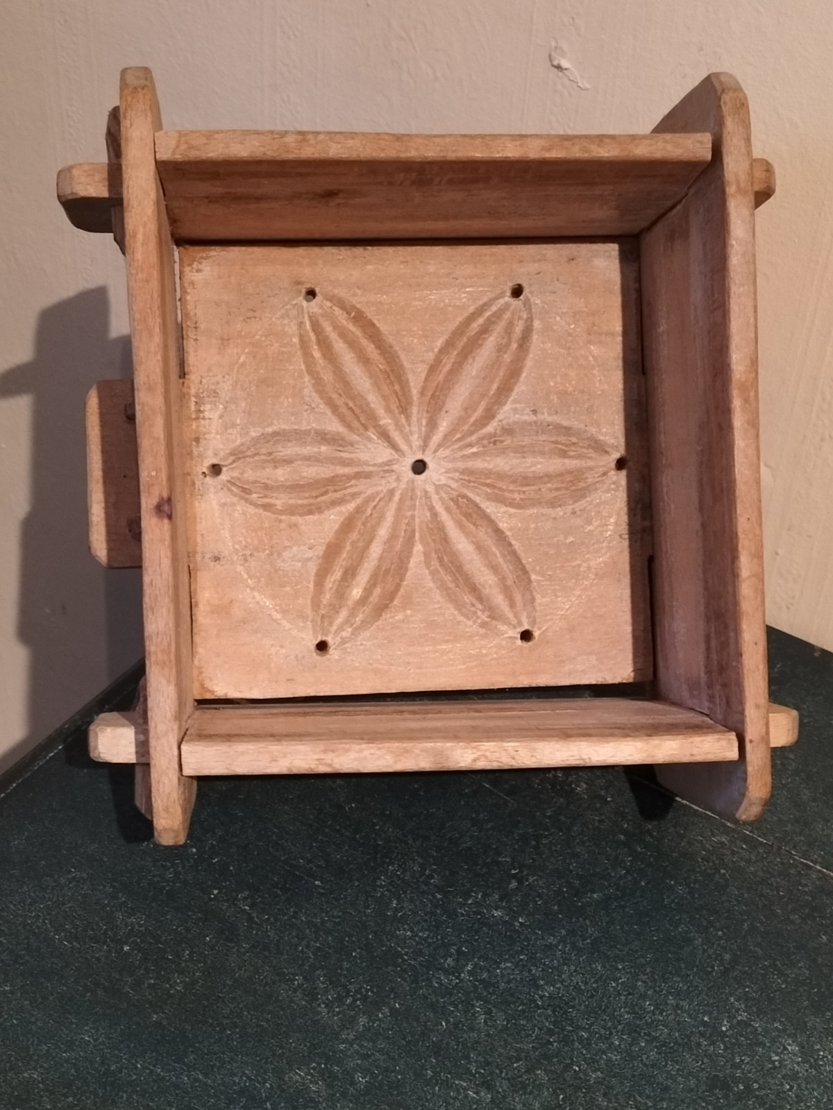 Antique Norwegian Primitive Wooden Butter Press Mold Stamp Hand Carved Folk Art