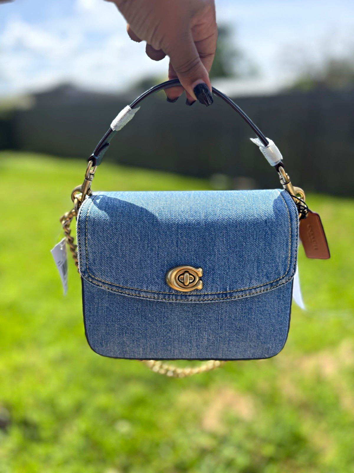 Coach Cassie 19 with Turn Lock Gold Hardware, Strap, Logo