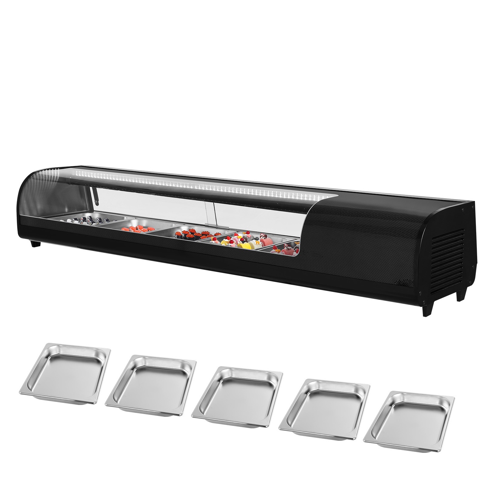 Uimoso Countertop Sushi Display Refrigerator, 2.9 Cu.ft with 5 Food Pans