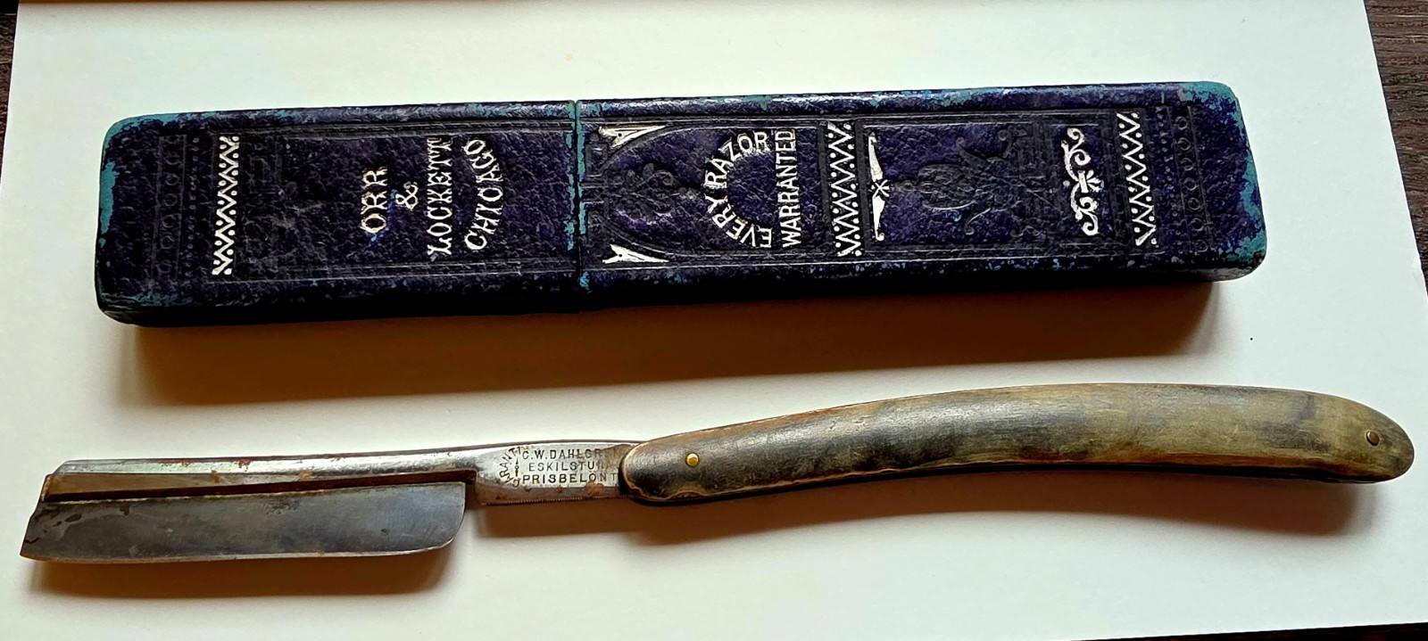 Vintage 1878 81 86 G.W. DAHLGREN Straight RAZOR ORR & LOCKETT Chicago Box