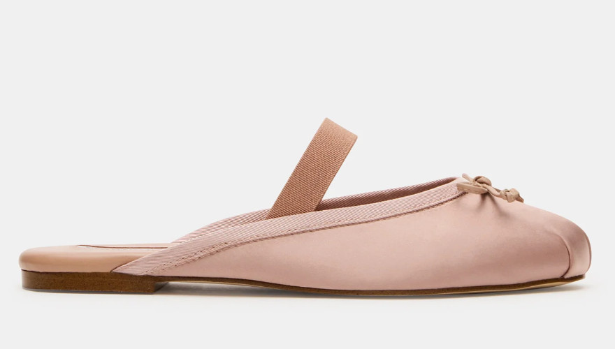 Steve Madden Cutesy Blush & Black Satin Ballet Mules FlaT NEW MULTIPLE SIZES