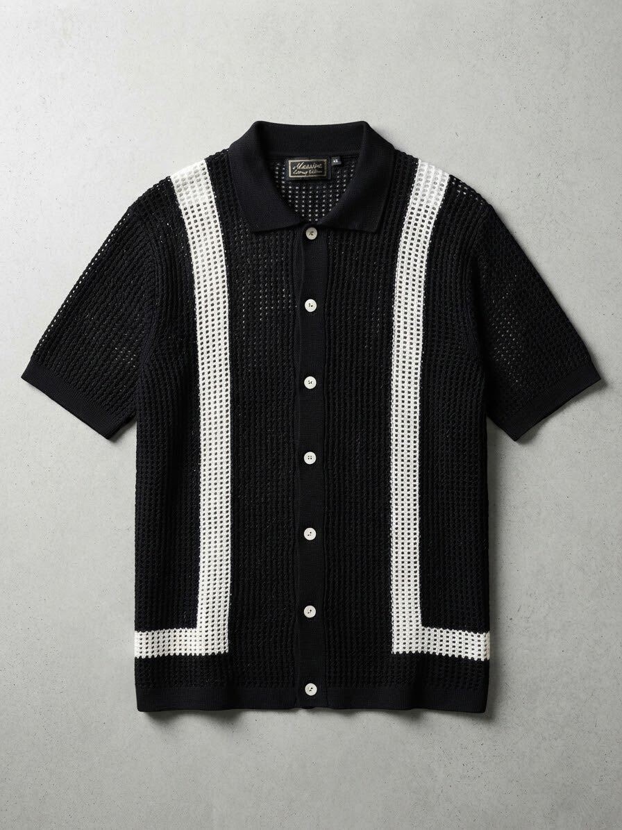 Massive Luxury Edition Men\'s Knit Short Sleeve Button Down Polo Shirt XL Massive Luxury Edition Men\'s Knit Short Sleeve Button Down Polo Shirt XL