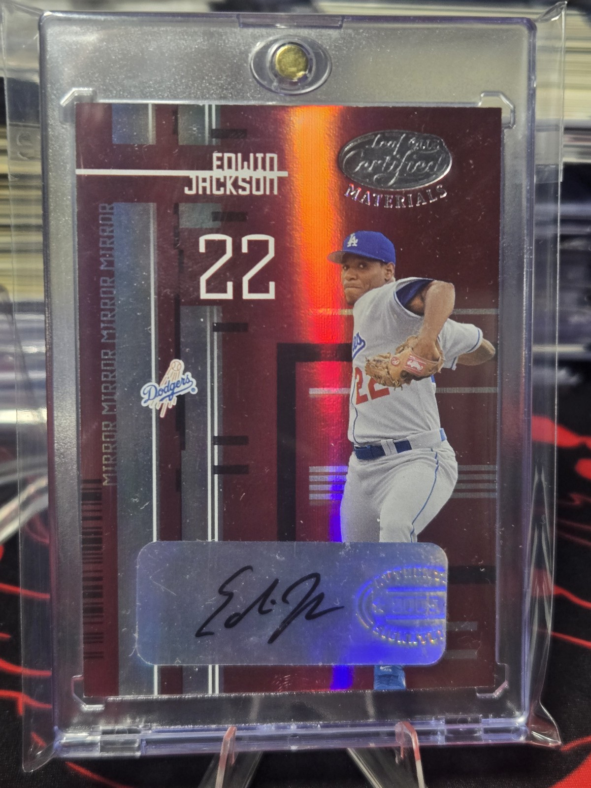 2005 Leaf Certified Materials Edwin Jackson Mirror Red Auto 250/250 Bookend