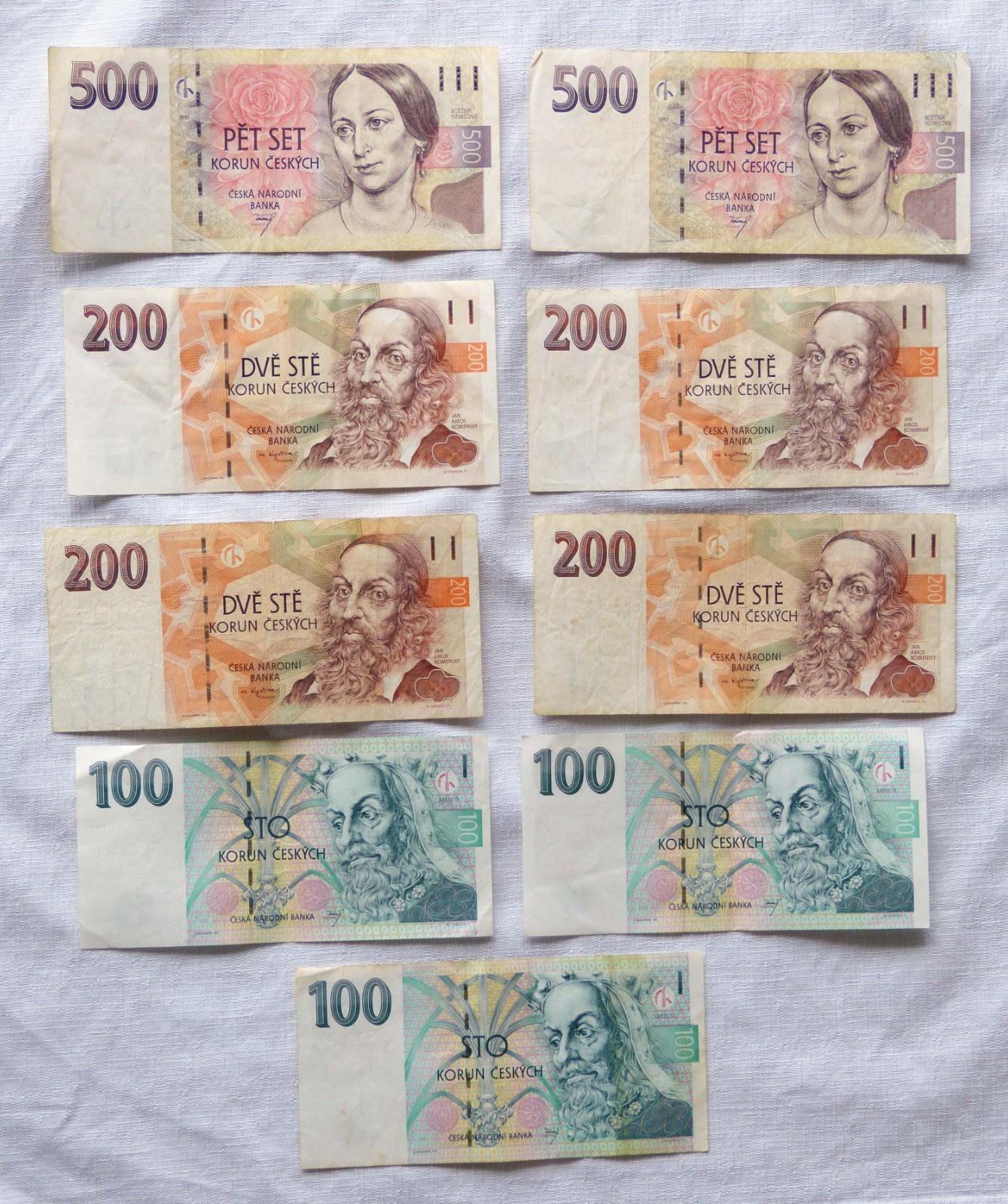 Chechia / Czech Republic 2100 Koruna banknotes spending cash for Prague