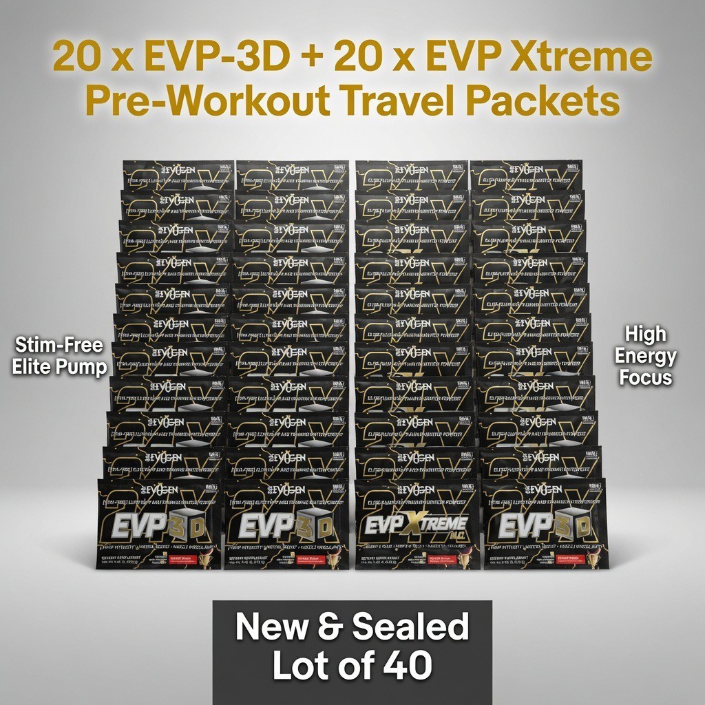 20 Evogen EVP Xtreme N.O. Pre-Workout + 20 EVP 3D Travel Packets VICTORY PUNCH
