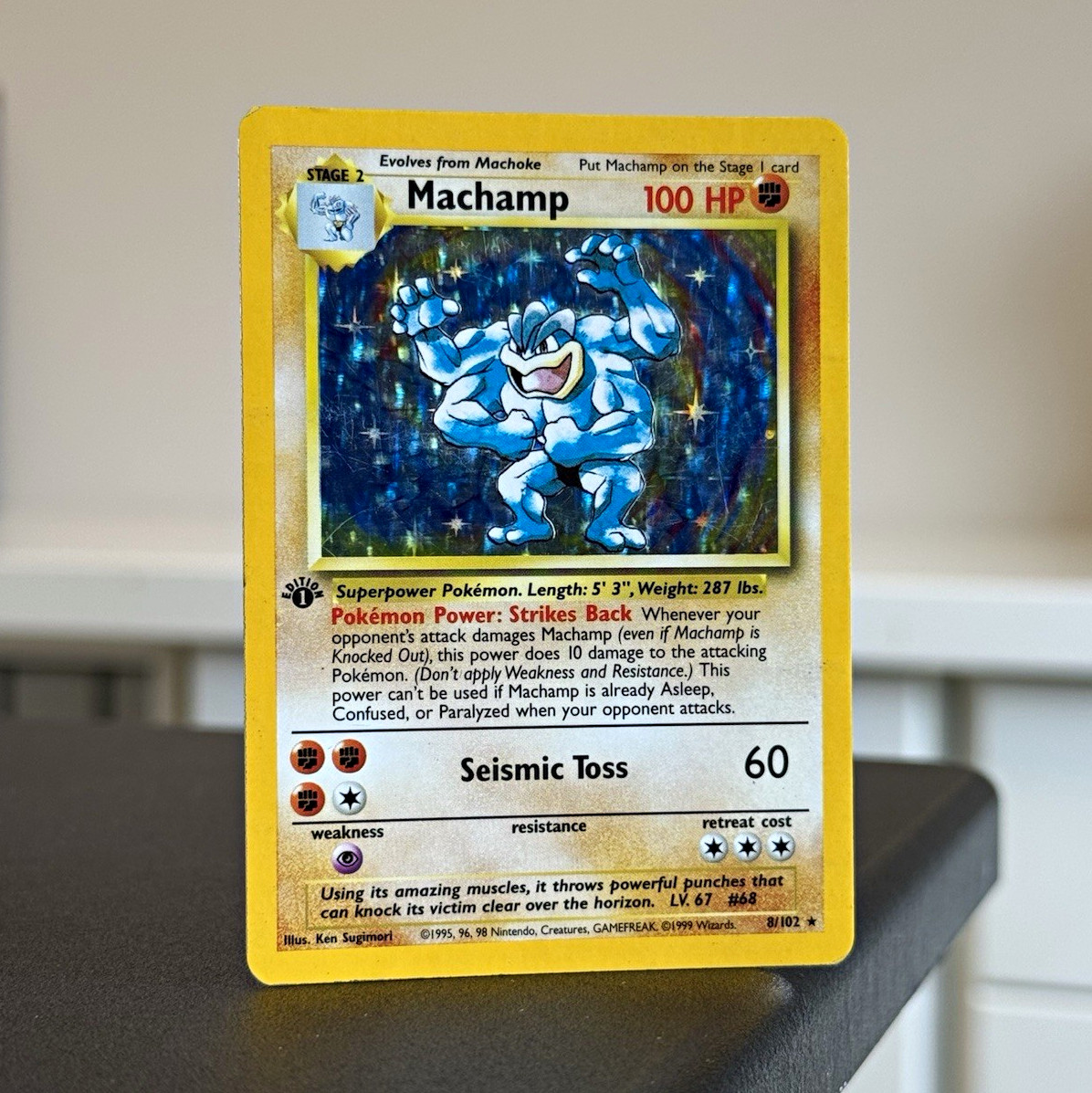 Machamp 8/102 1st Edition Holo Rare WotC Pokemon Base Set HP