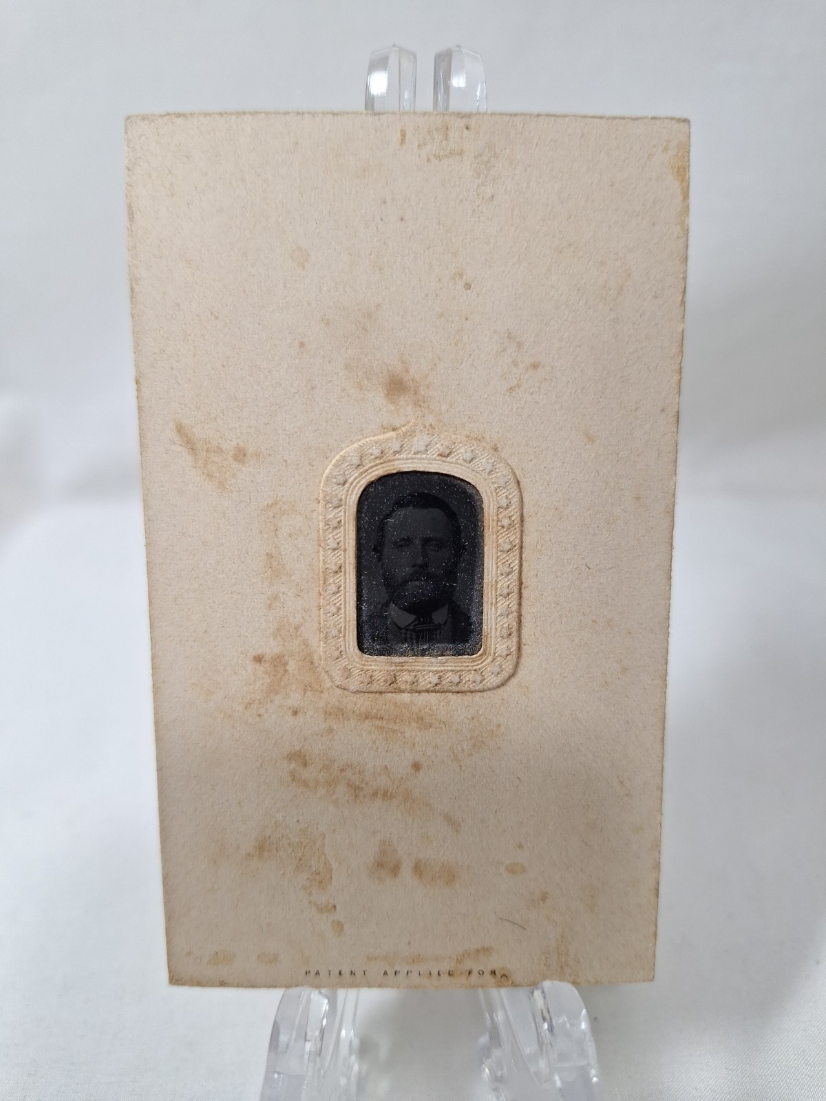 Antique 1860s Gem Tintype Photo Man Portrait Traveling Ambrotype Car Oshkosh WI