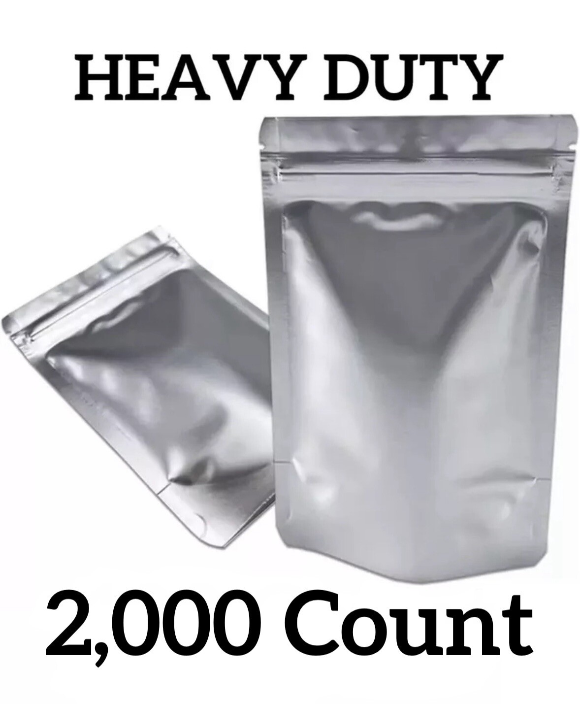 Mylar Bags | 6x4” Heavy Duty Silver Small Stand Up Resealable Pouch (2000 Count)