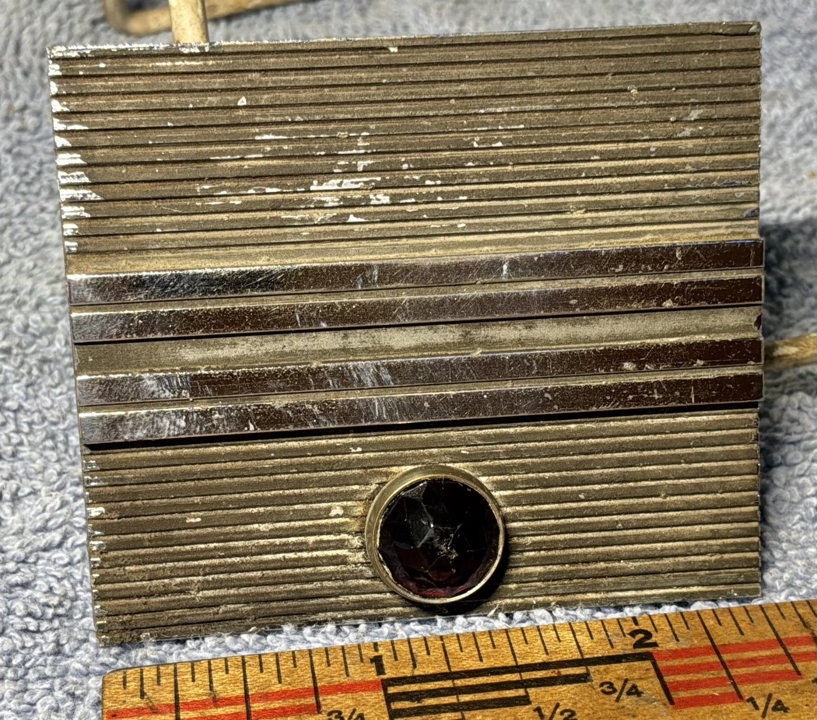 vintage 1937 PACKARD old automobile DASH TRIM PIECE with antique RED GLASS JEWEL