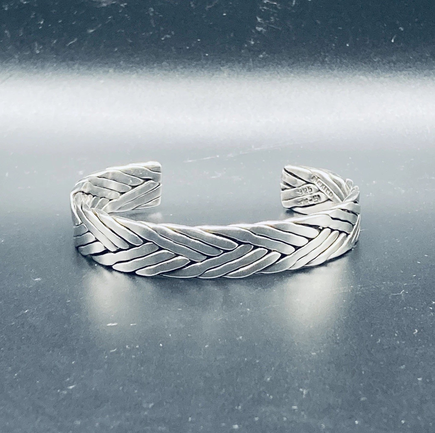 Vintage Taxco 925 Sterling Silver Braided Cuff Bracelet Size 5.5 Mexico 35g 