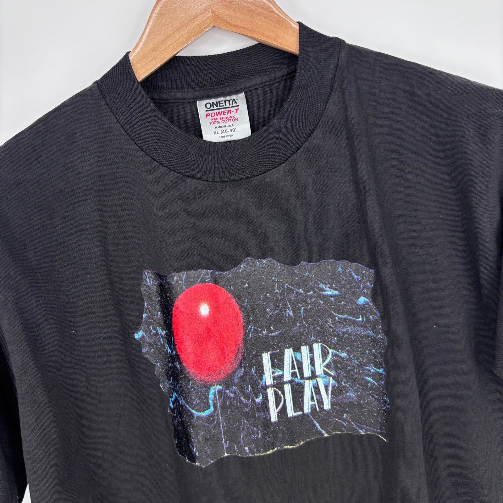VTG 1986 Apollo Computer Fair Play T Shirt Sz XL Black Oneita Single Stitch CGI