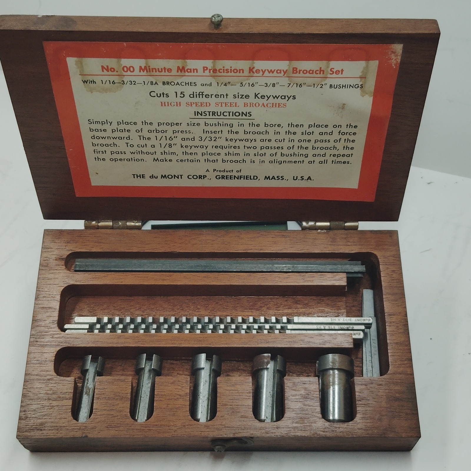 DuMont Minute Man Small Broach Set no. 00 - 1/16 DuMont Minute Man Small Broach Set no. 00 - 1/16