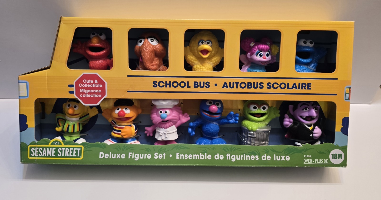 Sesame Street Play School Bus Deluxe 11pc Figure Set Muppets Elmo Big Bird Oscar