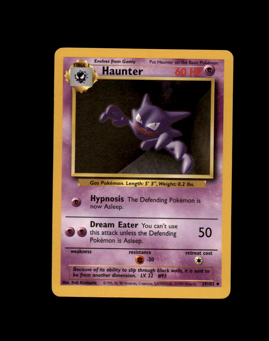 Haunter 29/102 Uncommon Base Set Unlimited Pokemon Moderately Played