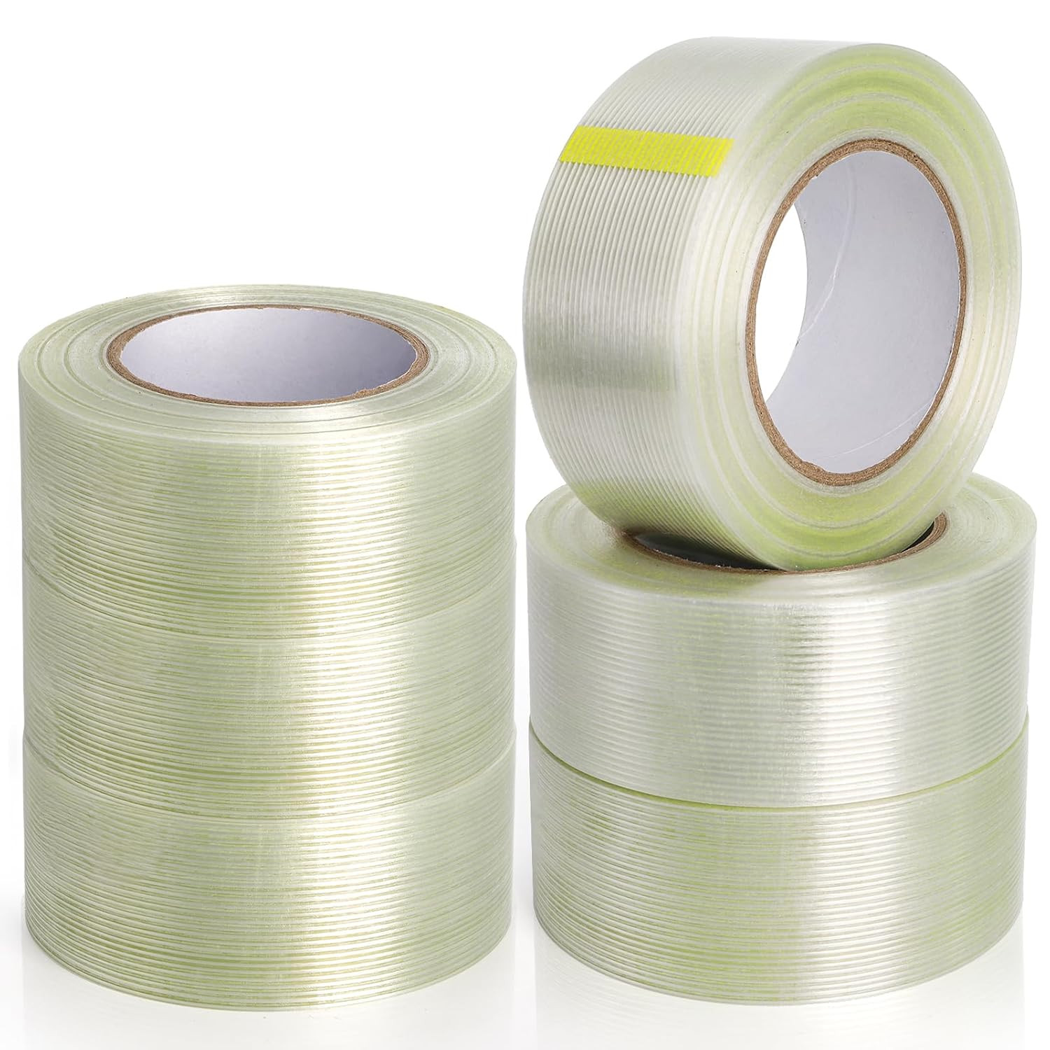 6 Rolls Filament Strapping Tape, 2'' X 60Yds X 5.5Mil Reinforced Fiberglass Tape 6 Rolls Filament Strapping Tape, 2'' X 60Yds X 5.5Mil Reinforced Fiberglass Tape
