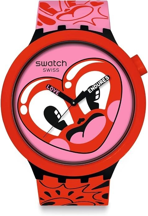 Swatch Big Bold Biosourced Unisex Watch Casual Plastic Red Automatic Waterpro...