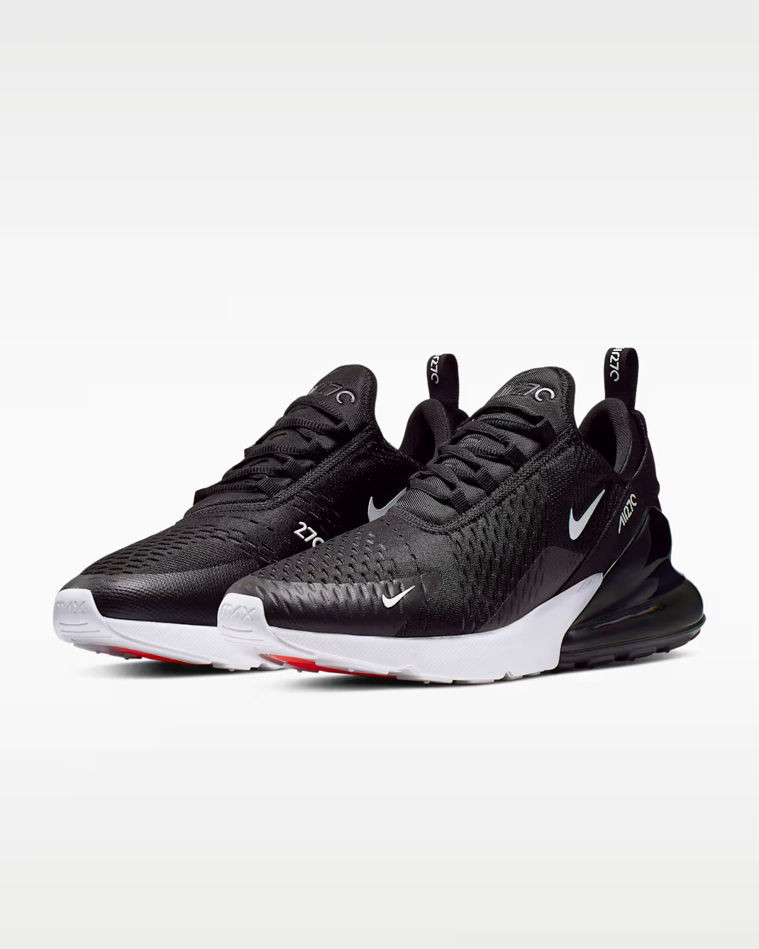 *NEW* MEN Size 8.5 Nike AIR MAX 270 BLACK / WHITE / SOLAR RED (AH8050-002)