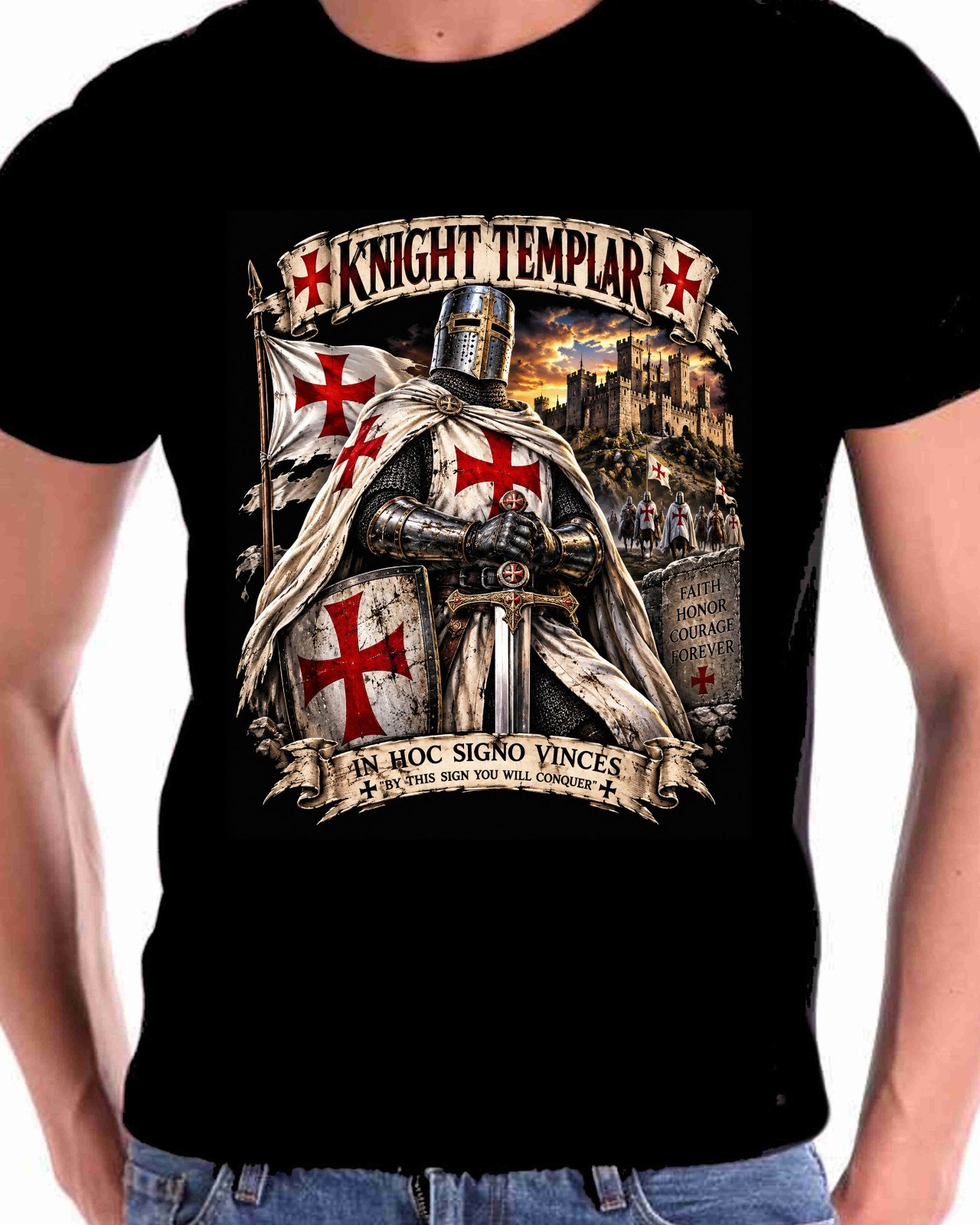 Knights Templar Crusader T shirt Medieval Times Camelot