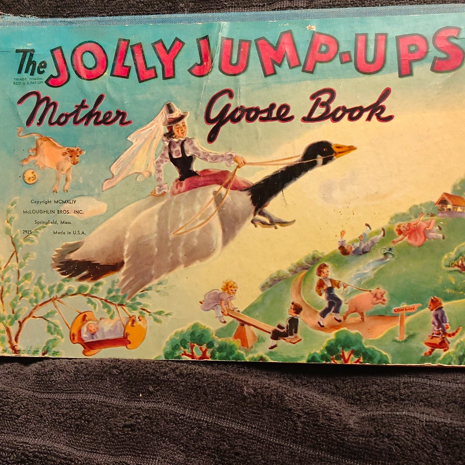 The Jolly Jump-Ups Mother Goose Book 1944 Pop-Up Illustrated HC Geraldine Clyne The Jolly Jump-Ups Mother Goose Book 1944 Pop-Up Illustrated HC Geraldine Clyne