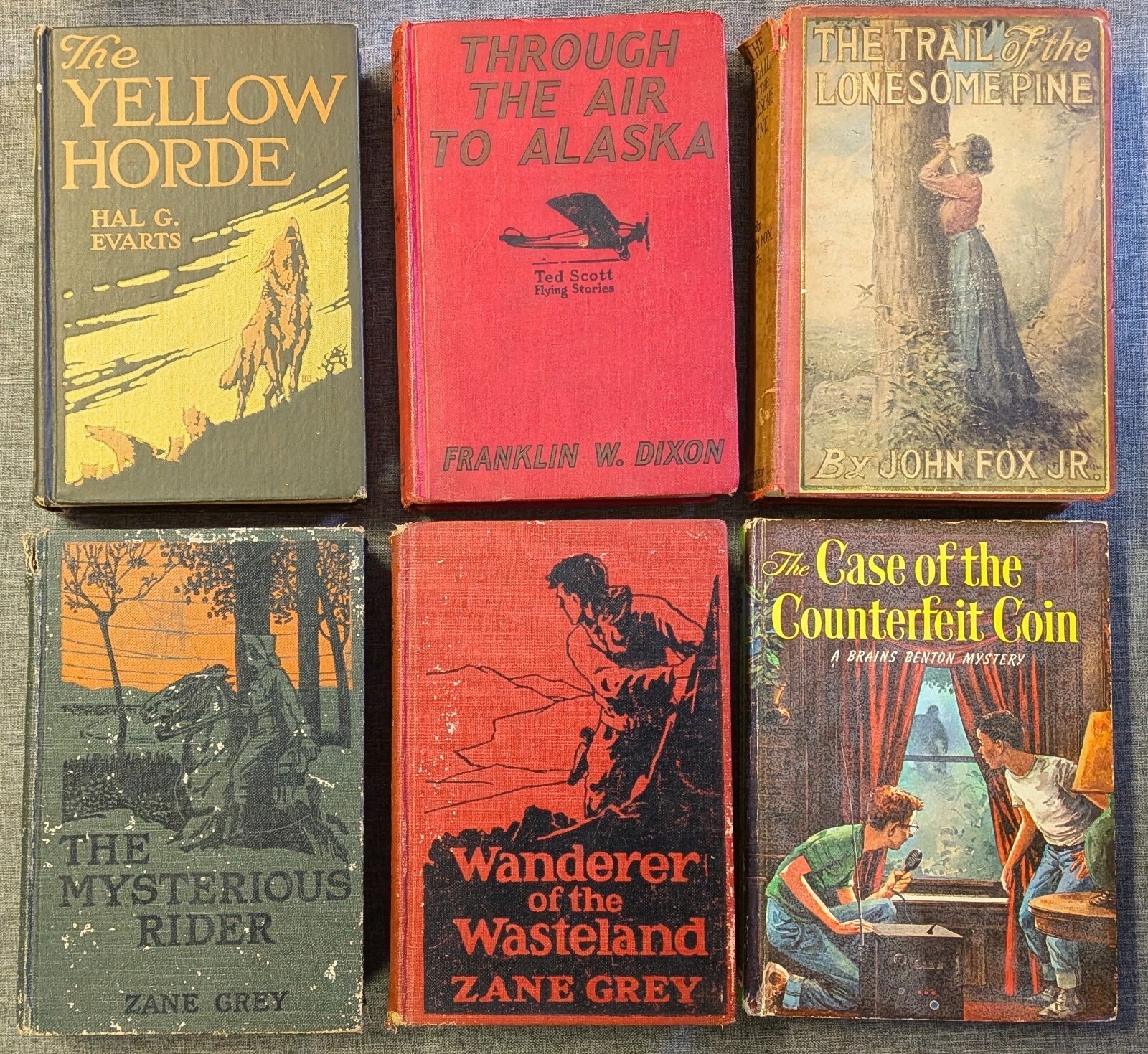 6 Lot Vintage HC Boys Adventure Zane Grey Westerns Franklin Dixon Ted Scott