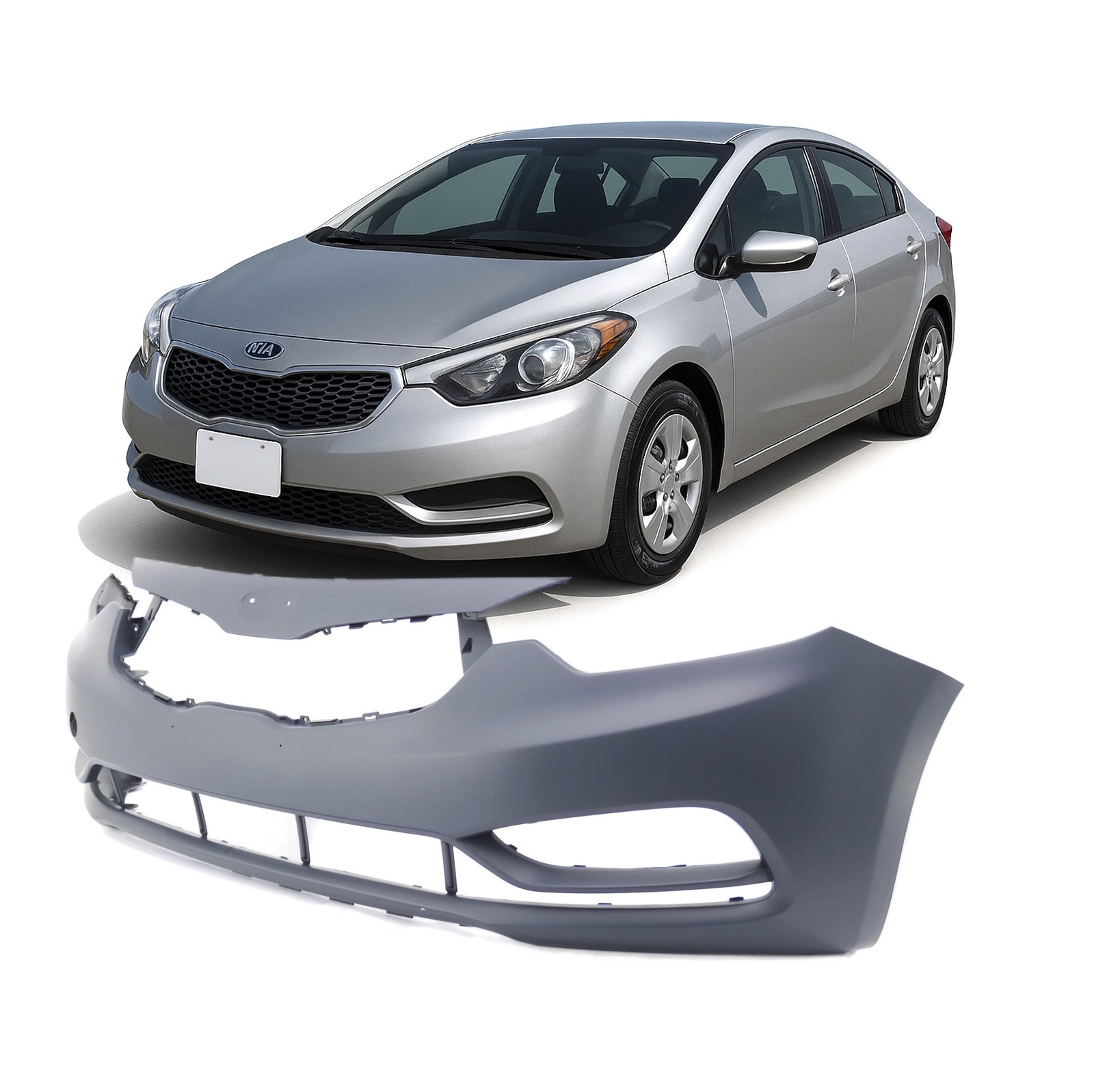 2014-2016 Kia Forte EX LX SX Primed Front Bumper Cover KI1000163 86511A7000