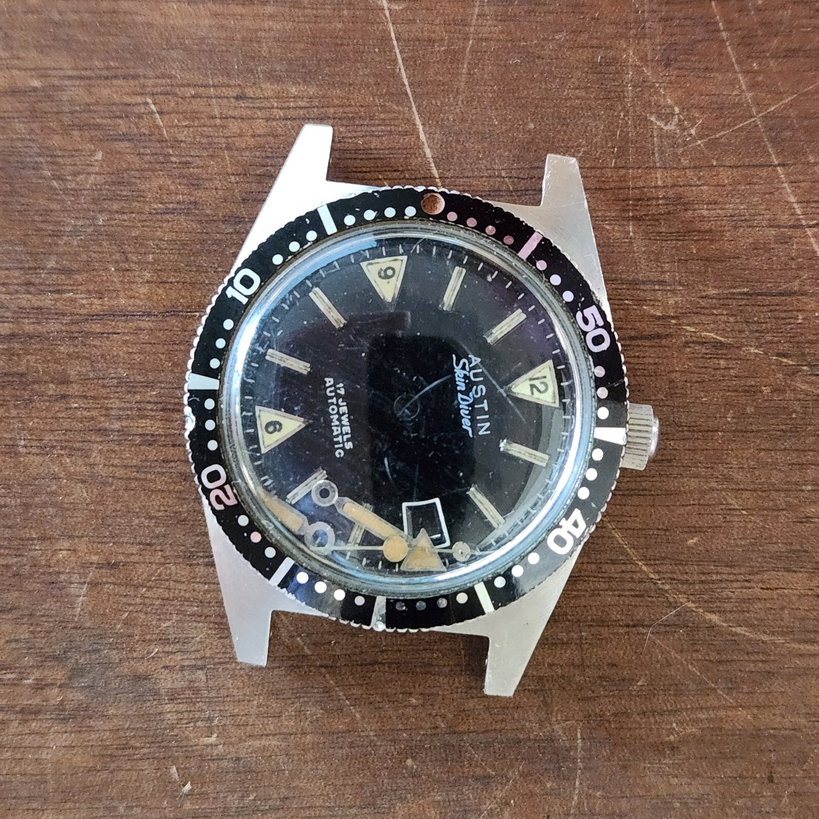 VTG Austin Watch Co. Skin Diver Dial, Hands, Case & Crown Set - As Is -For Parts VTG Austin Watch Co. Skin Diver Dial, Hands, Case & Crown Set - As Is -For Parts