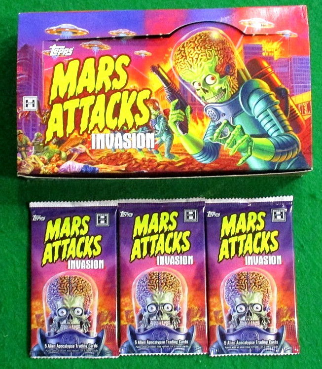 2013 Topps Mars Attacks INVASION -3 SEALED HOBBY PACKS PLUS EMPTY DISPLAY BOX